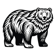 Bear silhouette vector illustration, Cute Bear Vector Illustration with White Background