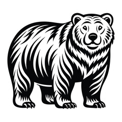 Bear silhouette vector illustration, Cute Bear Vector Illustration with White Background