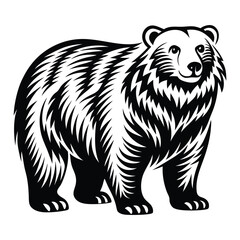 Bear silhouette vector illustration, Cute Bear Vector Illustration with White Background