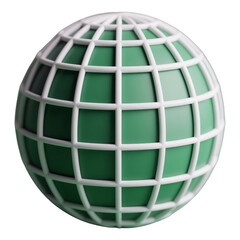 Green Globe with White Grid Lines 3D Render of Global Network Connection