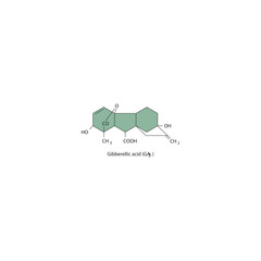 Gibberellic acid GA3 molecular structure, gibberellin compound skeletal formula. Simple schematic illustration.