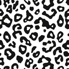 leopard print pattern, black and white, abstract animal spots