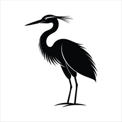 Obraz premium Egret bird icon of silhouette vector illustration