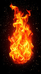 red yellow hot burning fireball flame isolated on black background png