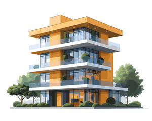 Modern building in the city. Flat style vector illustration on white background.
