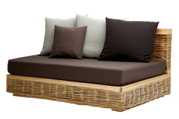 Modern outdoor wicker couch with cushions