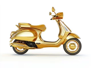  Golden Scooter on White Background Side View © Yothin