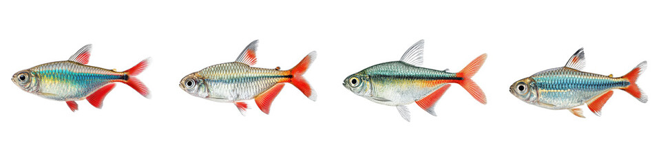 Fototapeta premium A colorful school of fish swimming underwater.