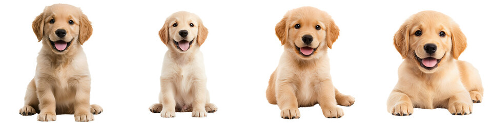 Obraz premium Group of adorable golden retriever puppies