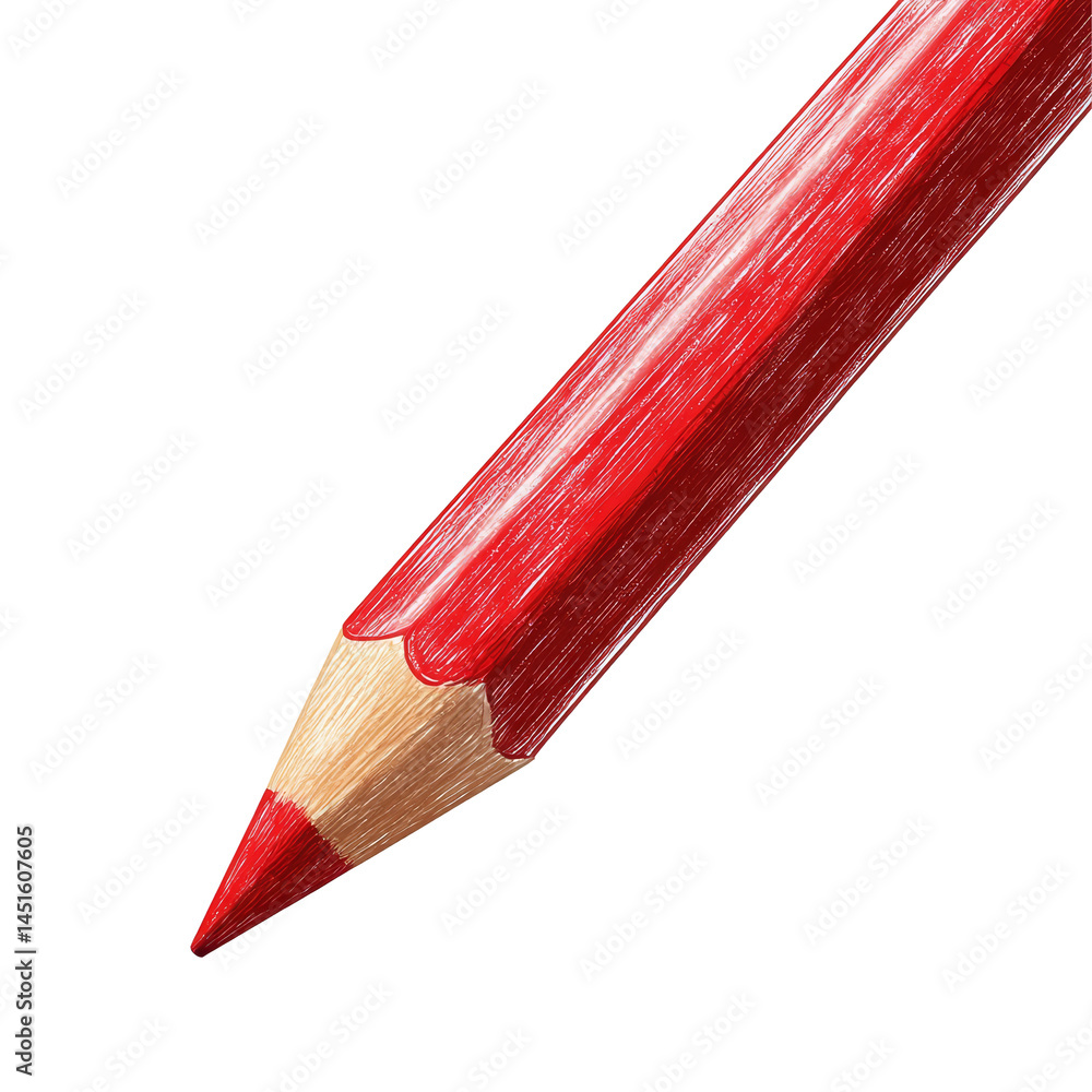 Poster a vibrant red handdrawn pencil creating a textured line on a blank background showcasing artistic ex