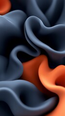 Abstract Swirling Fabric Texture in Deep Blue and Burnt Orange