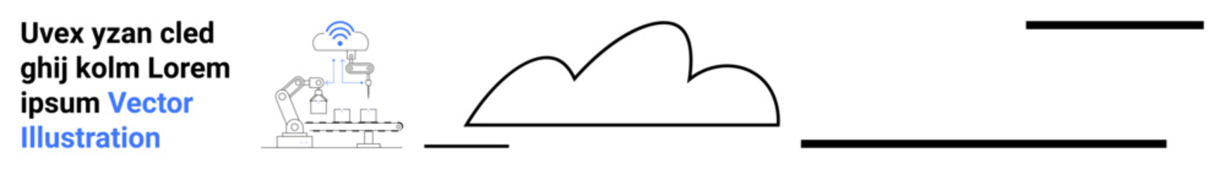 Cloud-shaped element with wireless signal, a futuristic scale, and abstract design lines. Ideal for technology, innovation, cloud computing, data transfer, IoT, connectivity and simple landing page