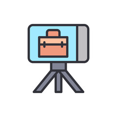 Online work colored icons, minimalist vector illustration ,simple transparent graphic element .Isolated on white background