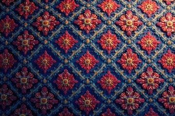 Fototapeta premium Geometric damask, angular lines & repeating diamonds , textile, pattern, geometric