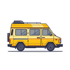 Yellow van icon. Flat illustration of yellow van vector icon for web design.