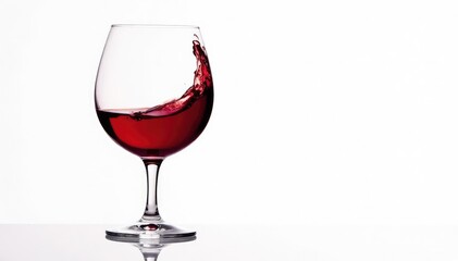 Rich red wine, swirling in glass against pure white , vineyard, vintage