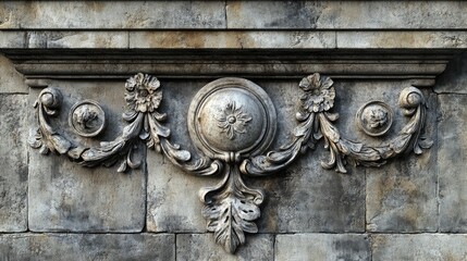Ornate stone relief embellishment adorns a facade.