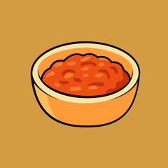 Bowl of red sauce mix with chili sauce