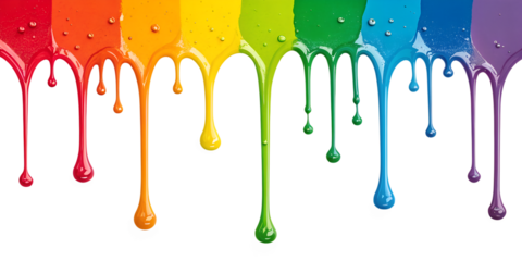 rainbow paint drips on transparent background png