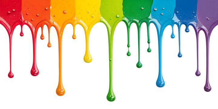 rainbow paint drips on transparent background png