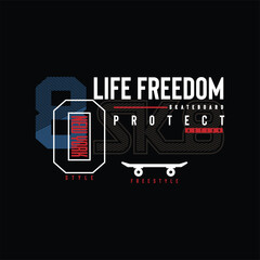 Bold and edgy vector typography design for extreme skateboard sports featuring street-style slogans and motivational words that celebrate freedom, risk-taking, energy, and unstoppable urban spirit.
