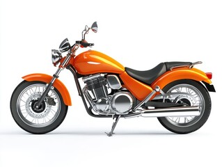 Fototapeta premium Orange Cruiser Motorcycle on White Background