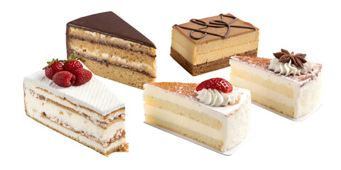 tiramisu angel food opera victoria sponge cake isolated on white background png