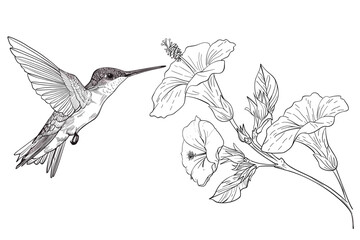 Hummingbird in flight drawing