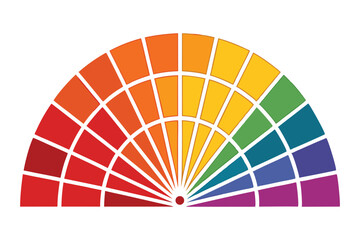 Obraz premium Colorful spectrum of hues displayed in a segmented fan design. color plate concept