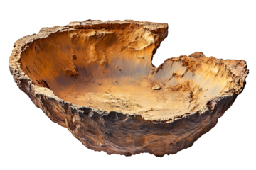 Eroded rock formation bowl shaped crater desert landscape