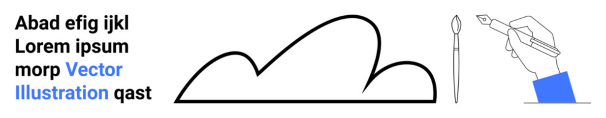 Abstract cloud drawing paired with a hand sketching with a fountain pen. Clean text arrangement for creative focus. Ideal for design, illustration, art, education, technology, minimalism, simple