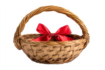 Wicker Basket with Red Bow