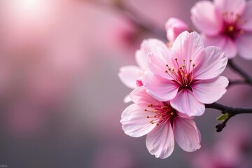 Obraz premium Delicate pink sakura blossoms, soft petals, elegant floral repeat , branch, flower, sakura