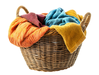 Colorful Knitwear in Wicker Basket Cozy Autumn Feels,