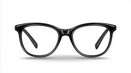 Fototapeta premium Stylish black vintage-inspired round frame sunglasses with dark lenses, isolated on a clean white background, exuding classic elegance