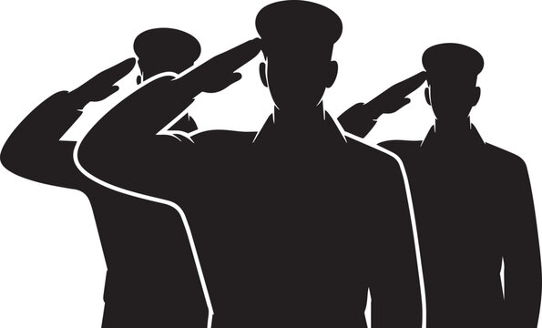 Military army soldier salute silhouette, Veterans Army Saluting Vector Silhouettes Bundle, Soldier silhouettes collection for Veterans Day