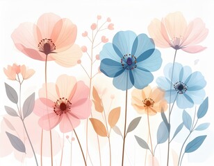 Abstract Pastel Flowers Background