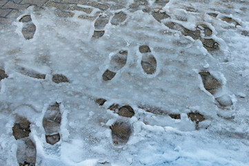 Human footprints in wet snow
