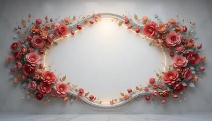 Elegant Floral Frame with Glowing Lights and Ornamental Decoration Backdrop