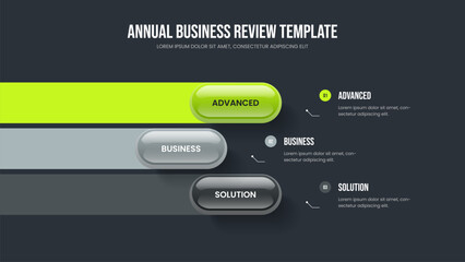 Fototapeta premium Creative Briefing Three Element Diagram Frame Design. Advertising Forecast 3 Step Infographic Slide Template. Digital Overview Presentation Layout Vector Illustration.