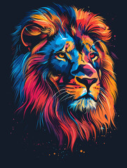 Lion head vector illustration for t-shirt print or poster.