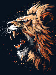 Lion head vector illustration for t-shirt print or poster.