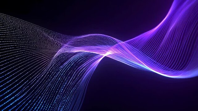Abstract Neon Wave purple, Seamless Flowing Particle Lines