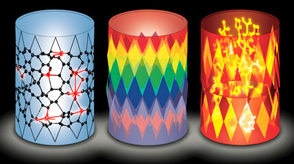Fototapeta premium fields layered with holographic molecules and glow patterns