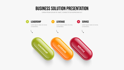 Service Forecast Three Element Infographic Presentation Template. Business Overview Slideshow Layout Vector Illustration. Professional Solution 3 Step Diagram Slide Design.