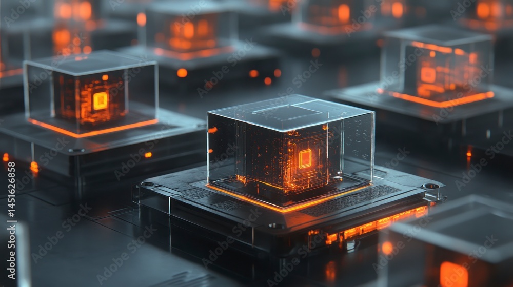 Poster advanced microchips in transparent enclosures