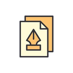 Digital painting file colored icons, minimalist vector illustration ,simple transparent graphic element .Isolated on white background