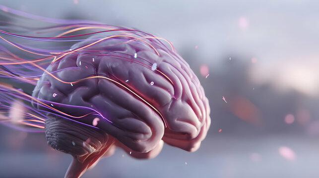brain visual composed of glowing lines and shifting hex code
