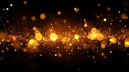 Golden Sparkling Particles on Black Background