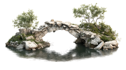 Stone arch bridge over water serene nature scene
